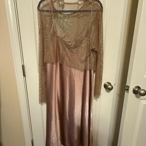 Dolan (Anthropologie) Rose Gold Mesh Top & Dress